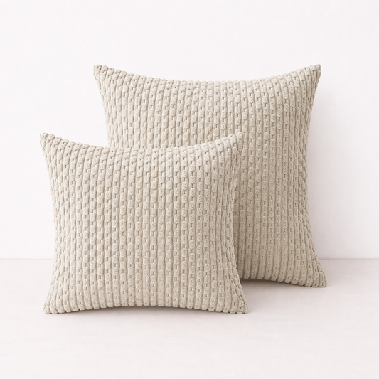 Rustic Textured Throw Pillow Covers- Beige