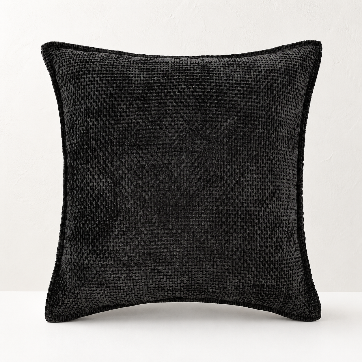 Luxury Chenille Throw Pillow Covers- Black