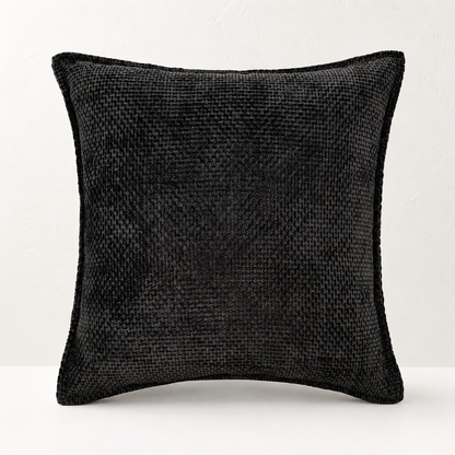 Luxury Chenille Throw Pillow Covers- Black