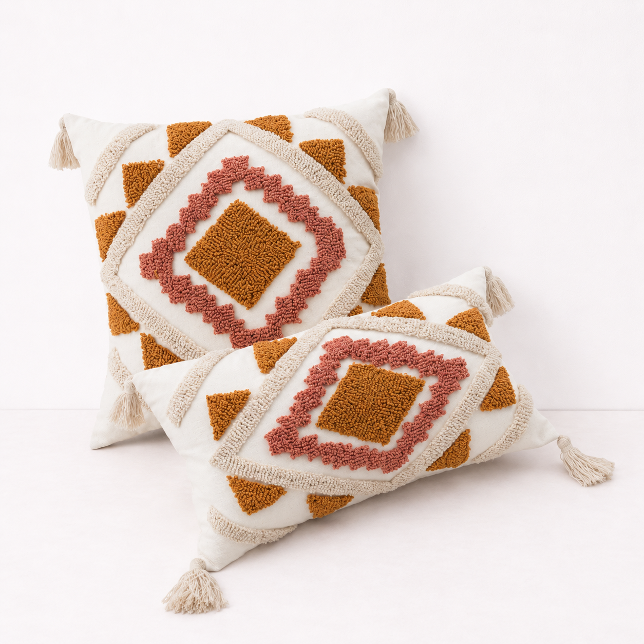 Bohemian Tufted Geometric Cushion Cover