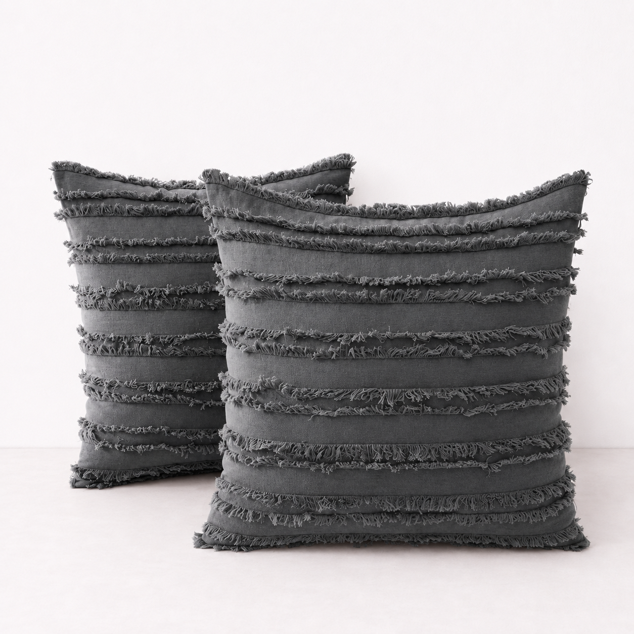 Modern Fringe Decorative Cushion Covers- Grey