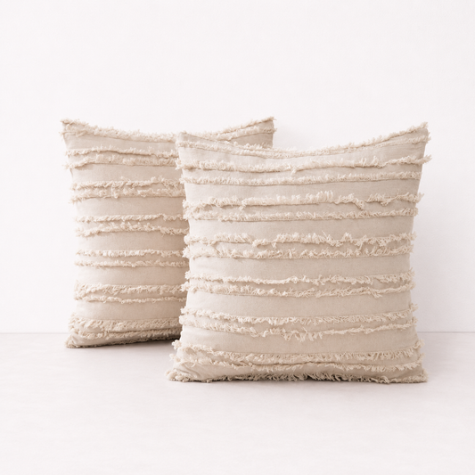 Modern Fringe Decorative Cushion Covers- Beige