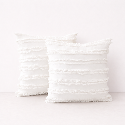 Modern Fringe Decorative Cushion Cover- White