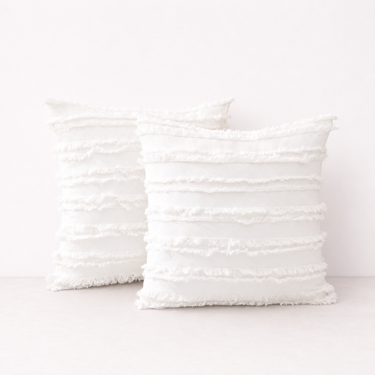 Modern Fringe Decorative Cushion Cover- White