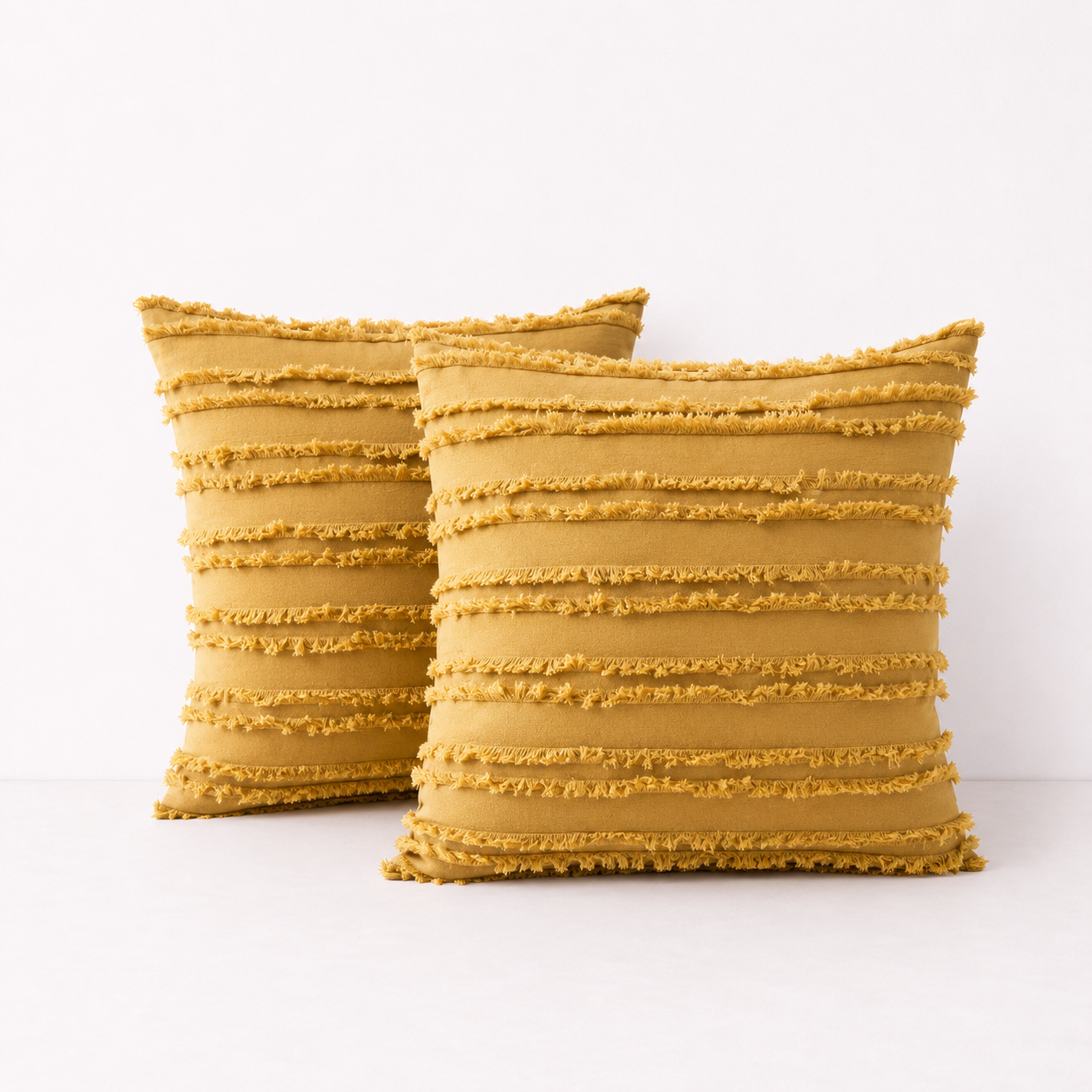 Modern Fringe Decorative Cushion Covers- Yellow