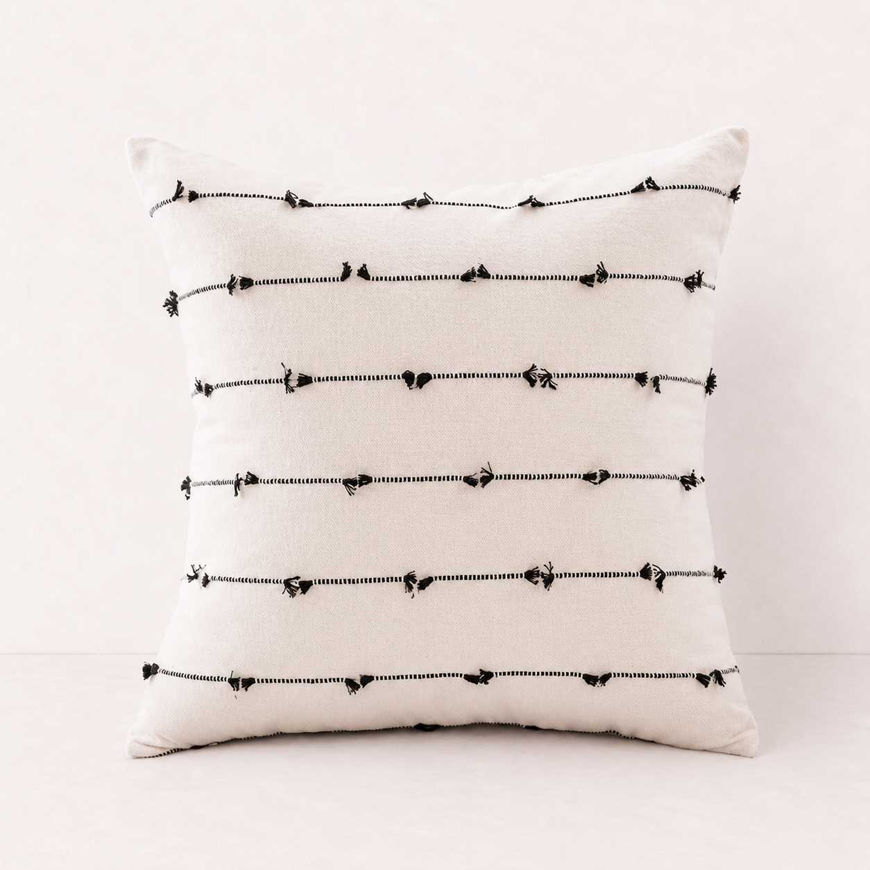 Striped Home Decor Pillow Cover - Black