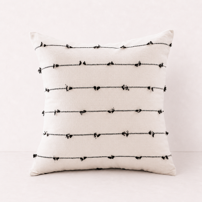Striped Home Decor Pillow Cover - Black
