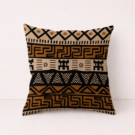 Bohemian Geometric Pillow Cover Case - Dark Brown