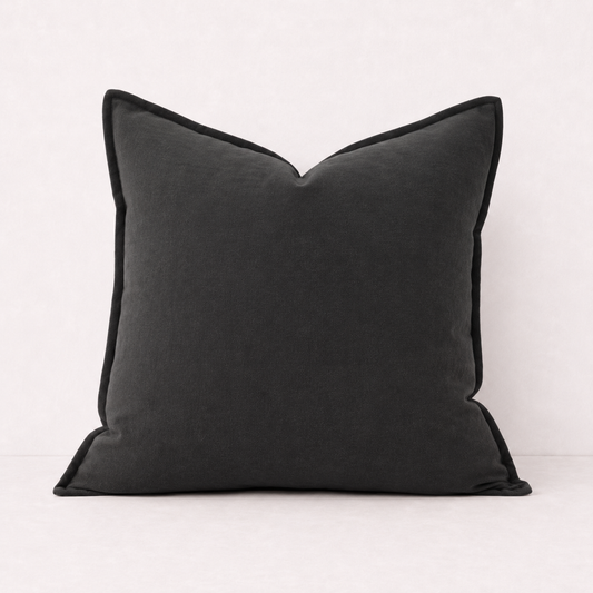 Solid Sofa Pillow Cover Case- Black