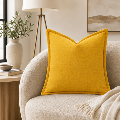 Solid Sofa Pillow Cover Case- Yellow