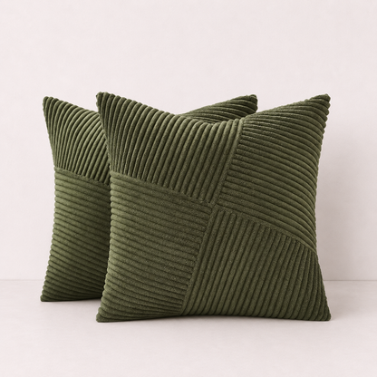Spring Boho Corduroy Pillow Cover - Olive Green