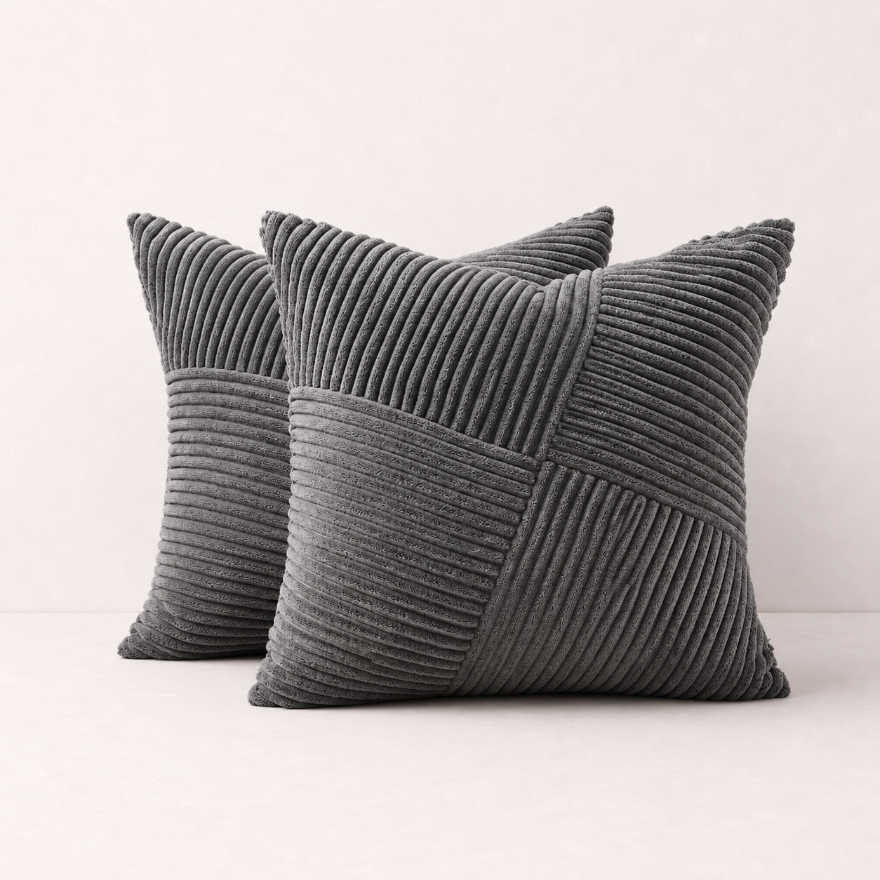 Spring Boho Corduroy Pillow Cover - Dark Grey