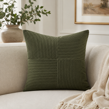Spring Boho Corduroy Pillow Cover - Olive Green