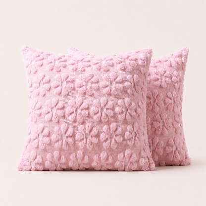 Pink 3D Flower Pillow Cover Set