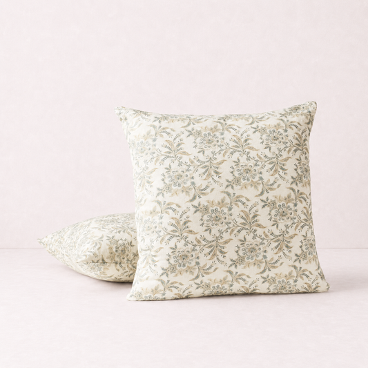 Vintage Floral Decorative Pillow Cover - Blue