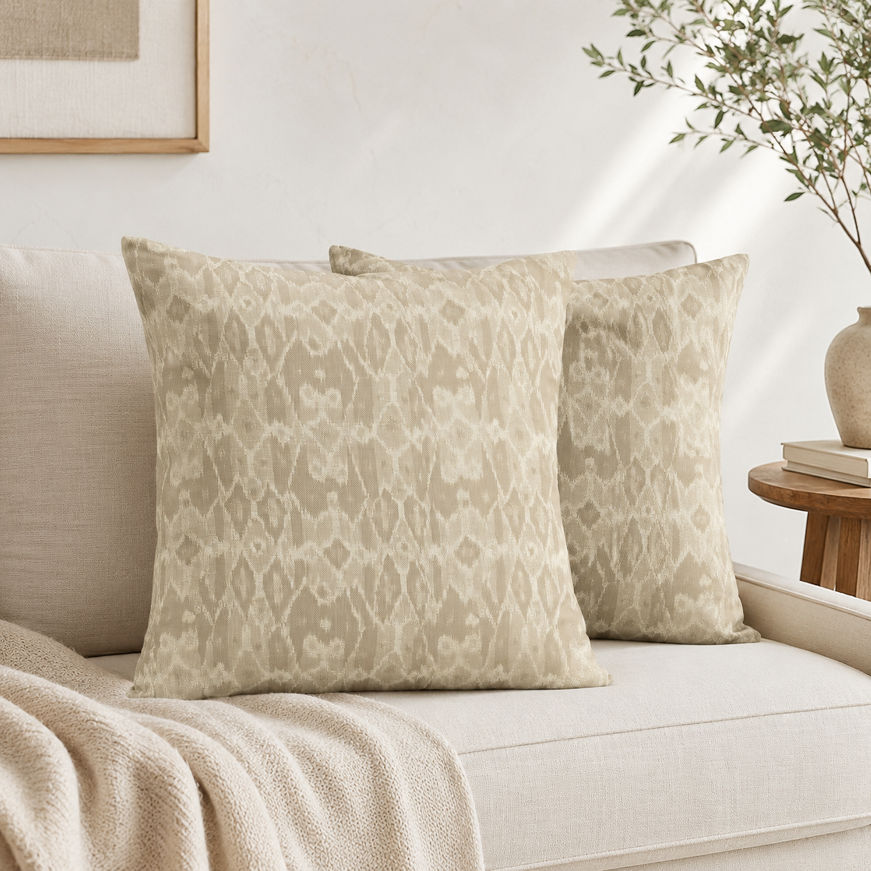 Stone Organic Pattern Decorative Pillow Cover - Beige