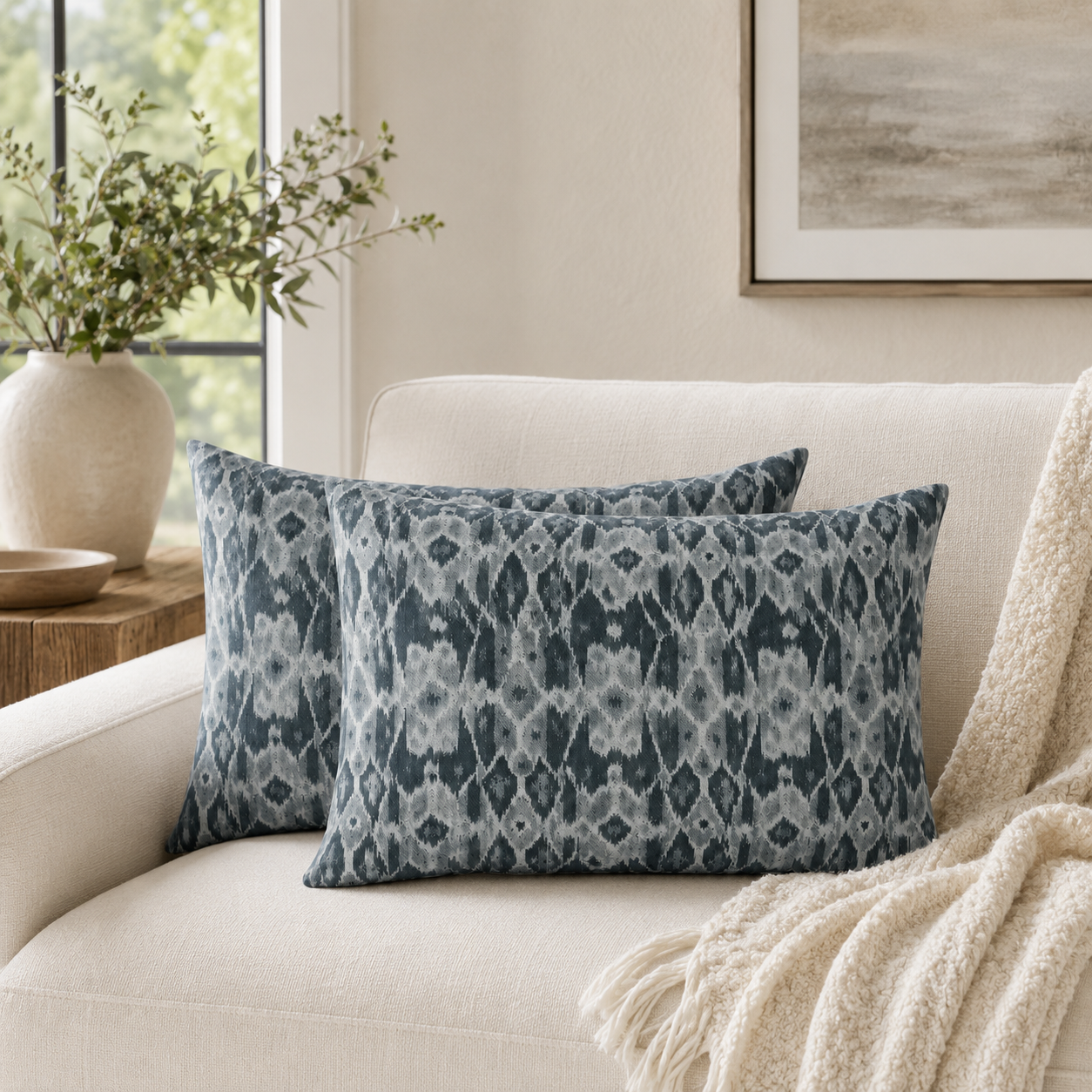 Stone Organic Pattern Decorative Pillow Cover- Black