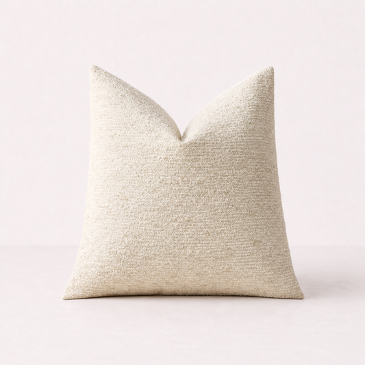 Soft Chenille Stripe Pillow Cover- Beige