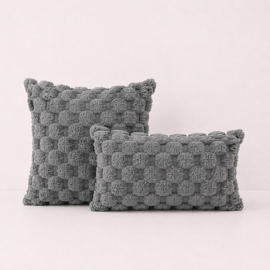 Plush Throw Pillow Cover- Grey