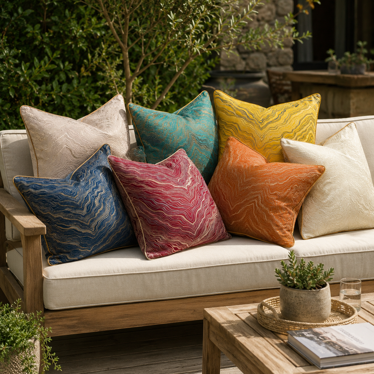Jacquard Embroidered Decorative Pillow Cover - Orange