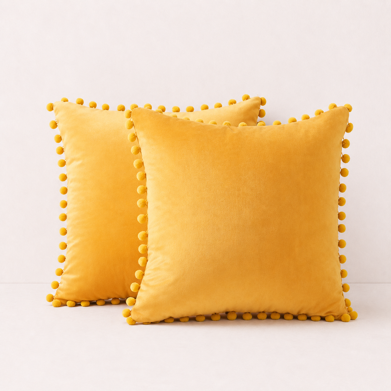 Velvet Decorative Sofa Pillow Cover - Mustard