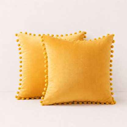 Velvet Decorative Sofa Pillow Cover - Mustard