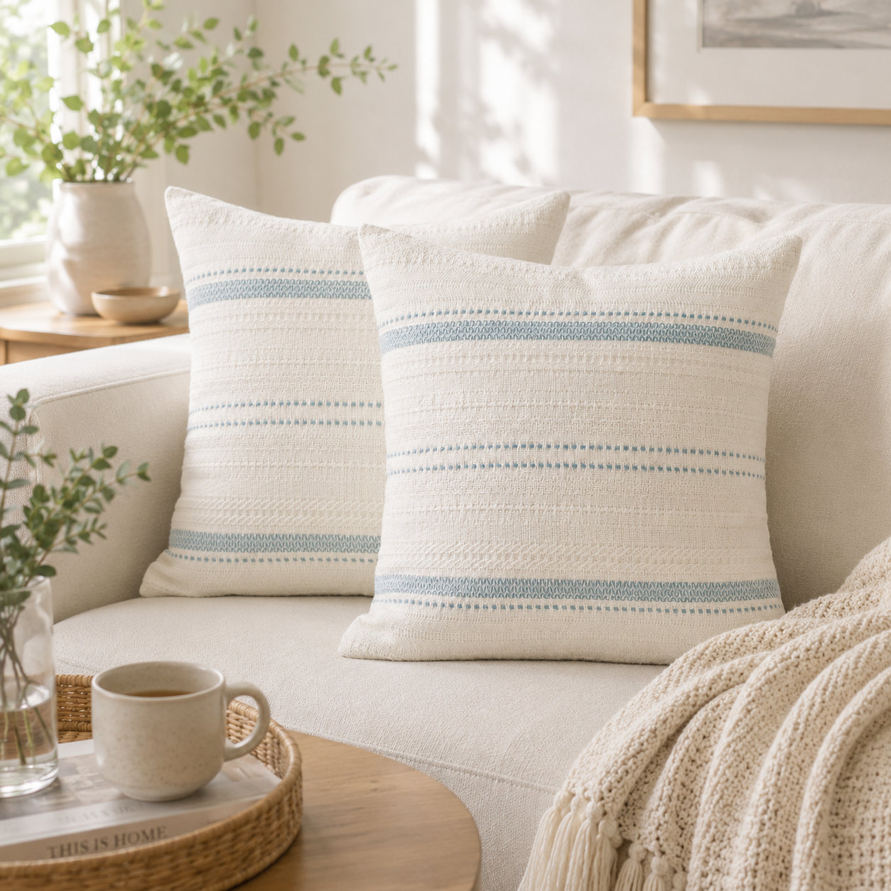 Woven Stripe Decorative Throw Pillow Cover
