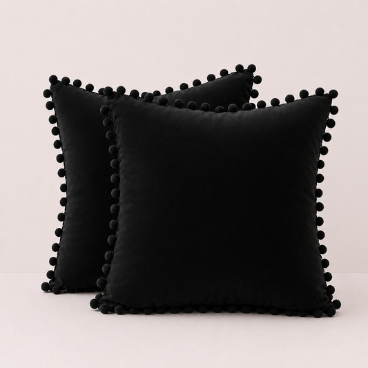 Velvet Decorative Sofa Pillow Cover - Black