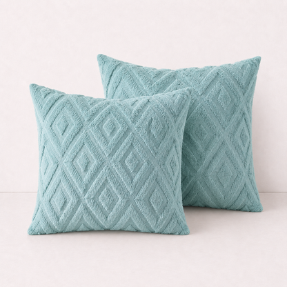 Geometric Textured Pillow Cover - Light Blue