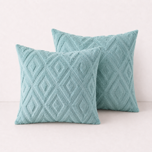 Geometric Textured Pillow Cover - Light Blue