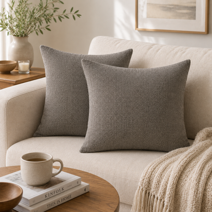 Textured Woven Decorative Pillow Cover - Dark Grey