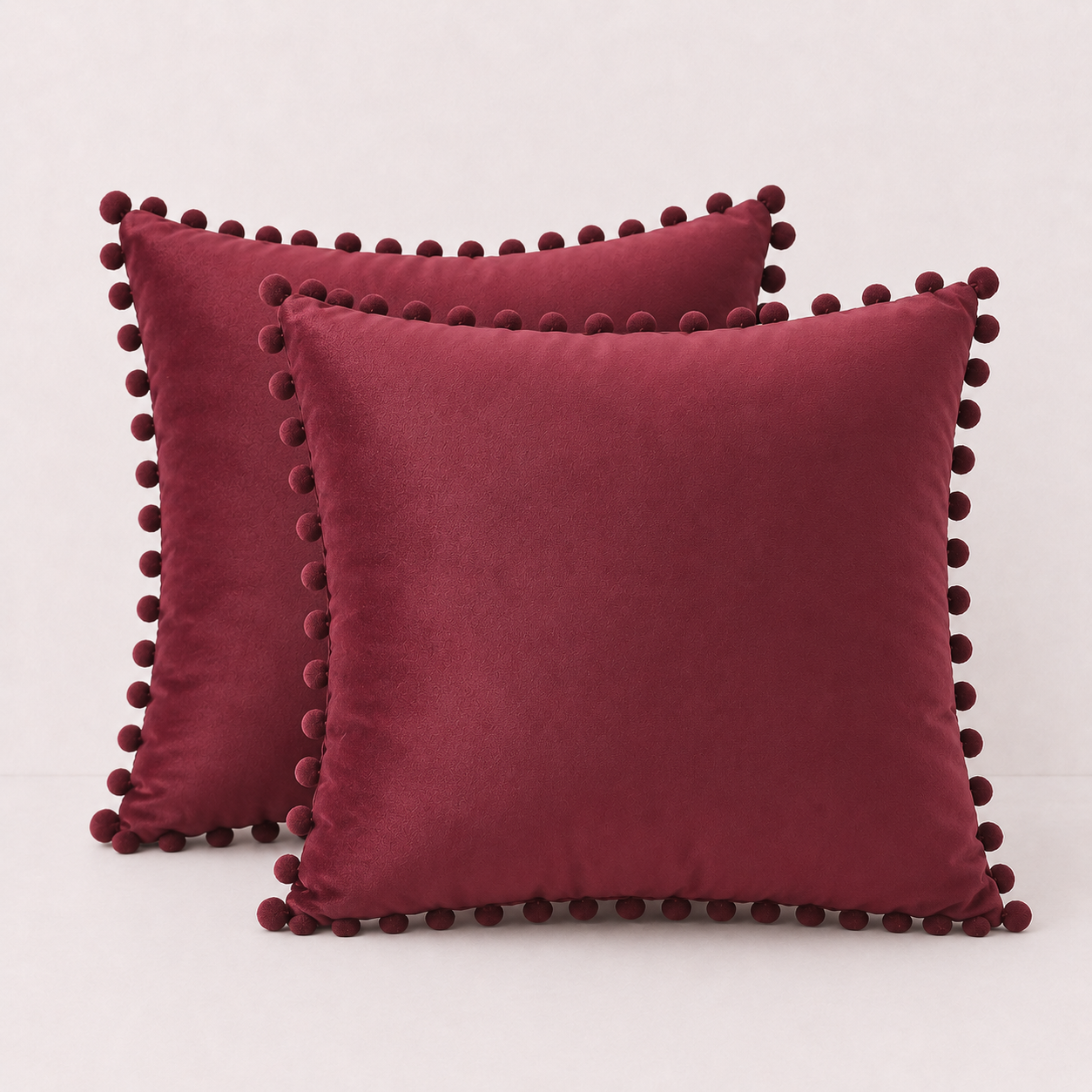 Velvet Decorative Sofa Pillow Cover - Wine Red