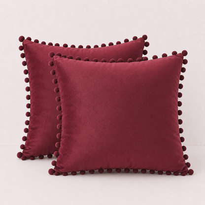 Velvet Decorative Sofa Pillow Cover - Wine Red