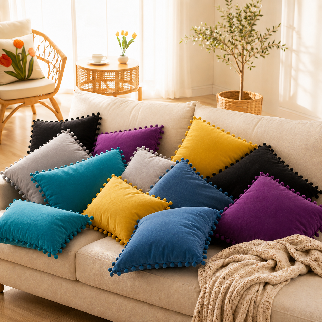 Velvet Decorative Sofa Pillow Cover - Pink