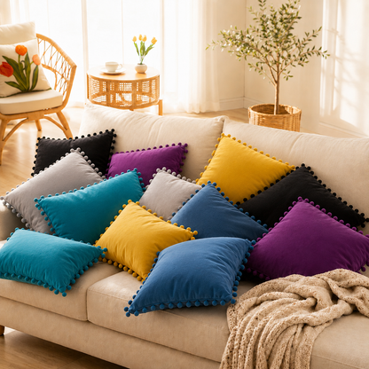 Velvet Decorative Sofa Pillow Cover - Pink