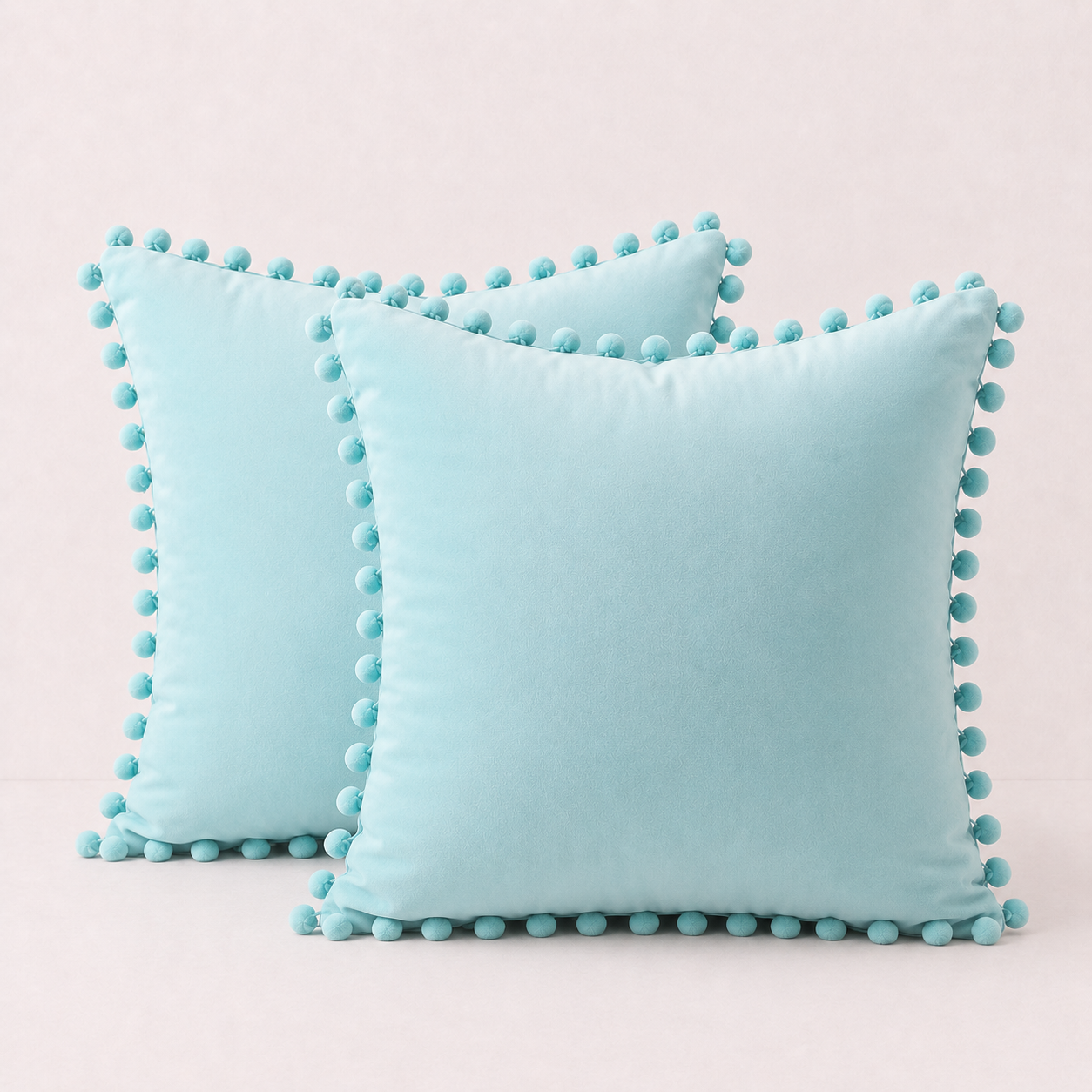 Velvet Decorative Sofa Pillow Cover - Light Blue