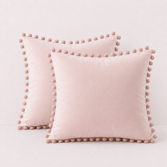 Velvet Decorative Sofa Pillow Cover - Pink
