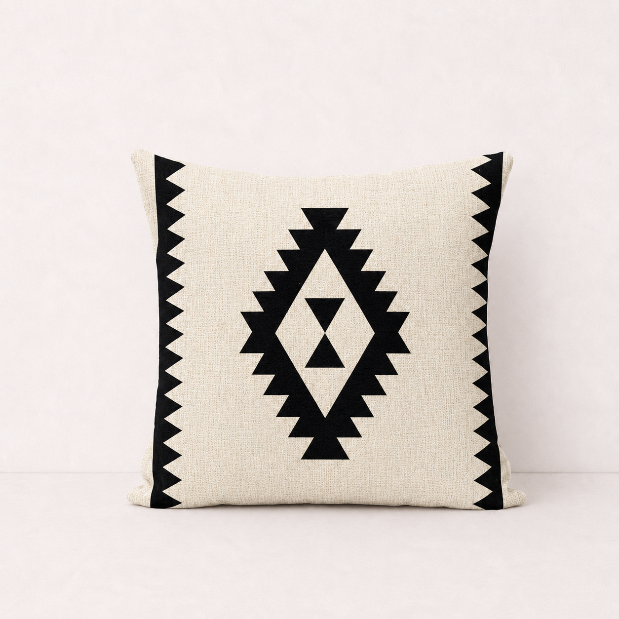 Geometric Linen Decorative Pillow Cover -  Natural Linen