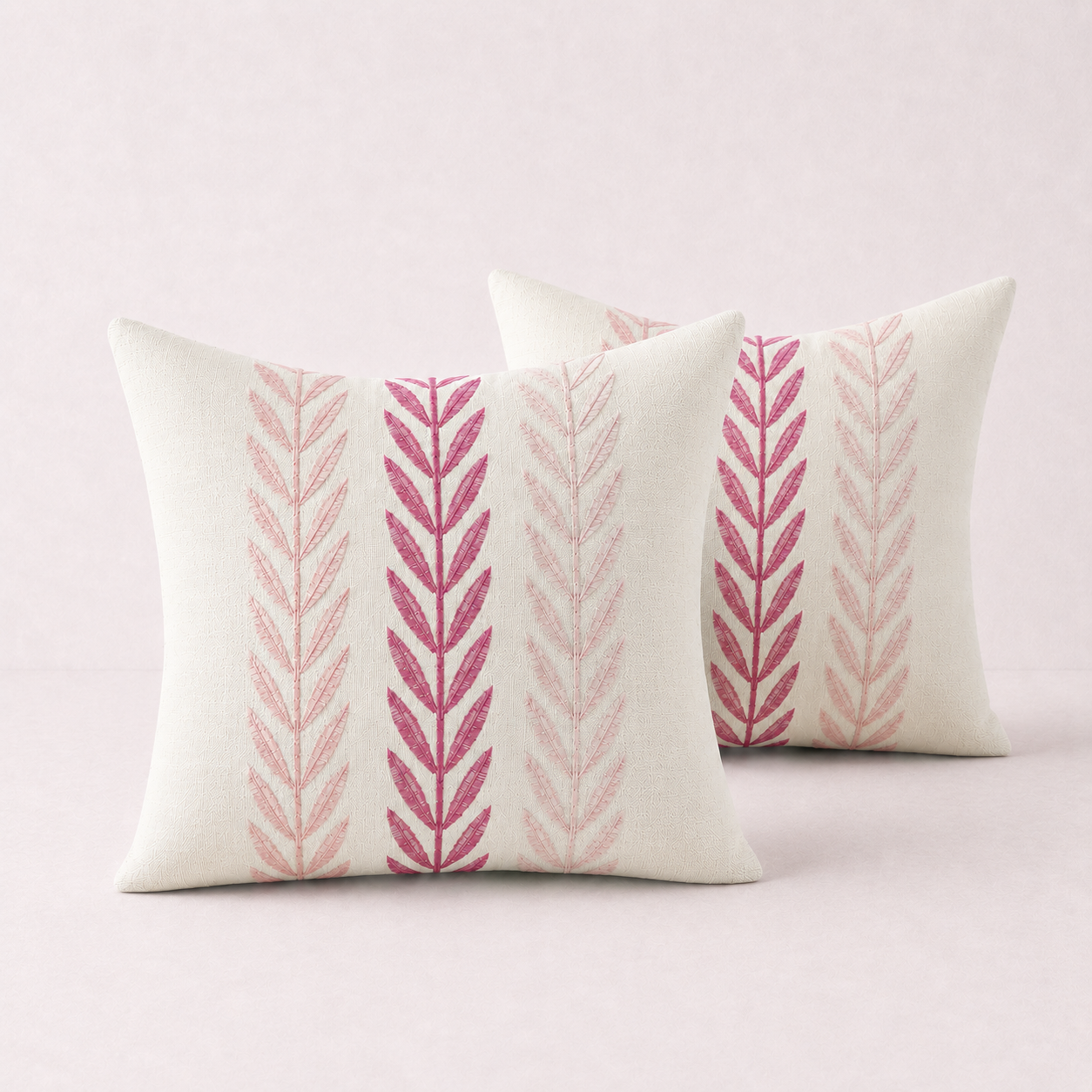 Mixed Beige Farmhouse LeavesThrow Pillow Cover - Mixed Pink