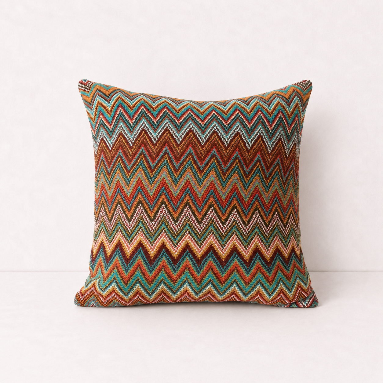 Multicolour Chevron Decorative Pillow Cover - Dark Brown