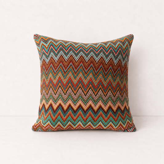 Multicolour Chevron Decorative Pillow Cover - Dark Brown