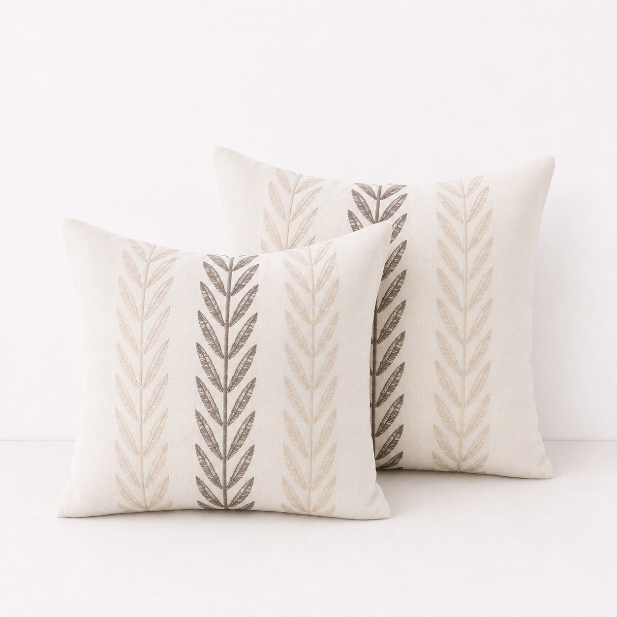 Mixed Beige Farmhouse LeavesThrow Pillow Cover - Mixed Beige