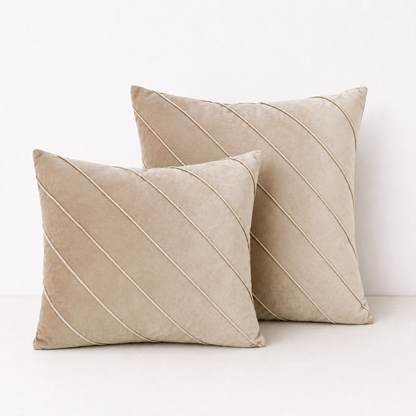 Gold Velvet Throw Pillow Cover - Beige