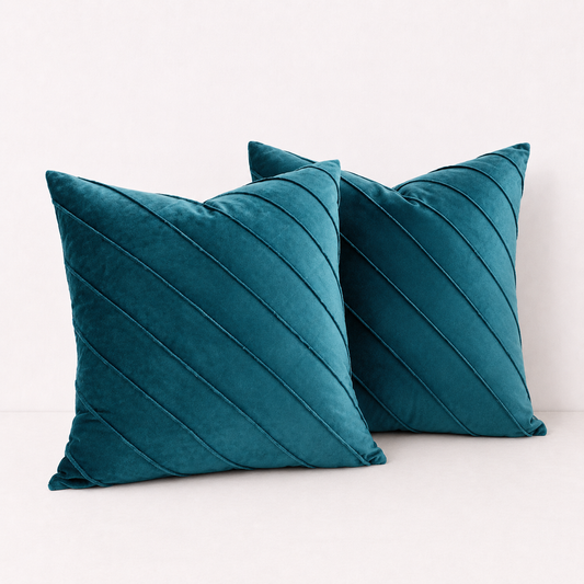 Gold Velvet Throw Pillow Cover - Teal
