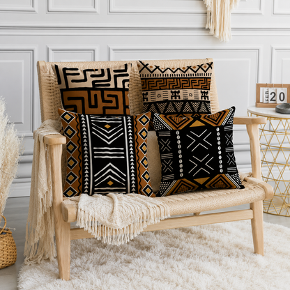 Bohemian Geometric Pillow Cover Case - Black