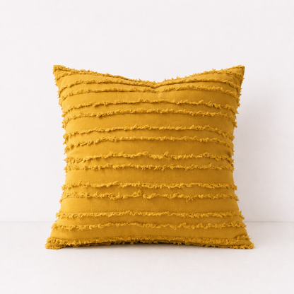 Fringed Boho Throw Pillow Cover Style - Mustard