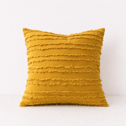 Fringed Boho Throw Pillow Cover Style - Mustard