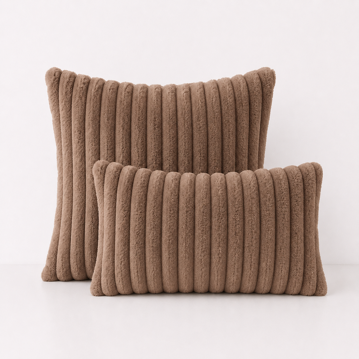 Faux Fur Boho Throw Pillow Covers- Brown
