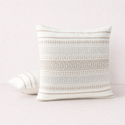 Textured Blue Square Pillow Cover - Beige