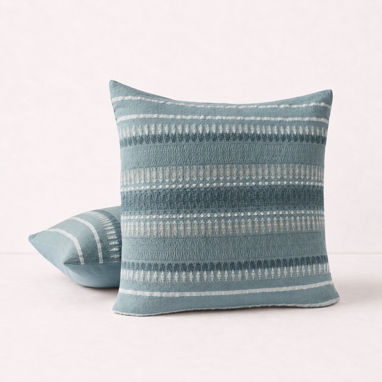 Textured Blue Square Pillow Cover - Blue